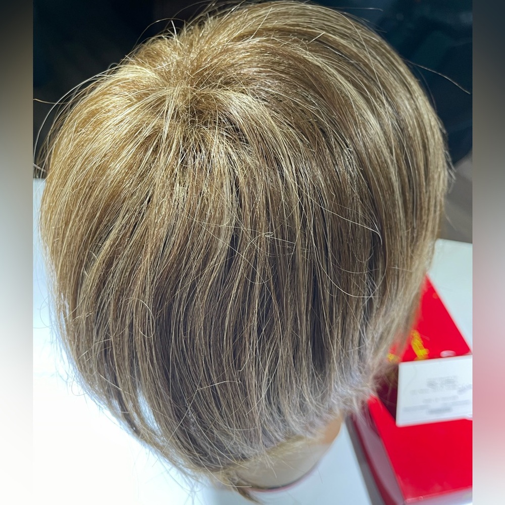 Brown and Tan Layered Wig with Feathered Ends - Picture 9 of 10